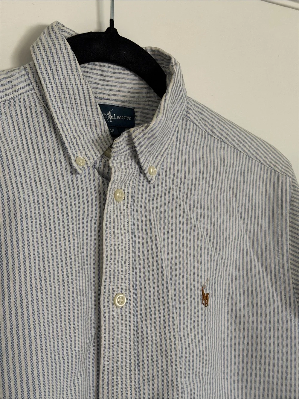Ralph Lauren Boys Striped Cotton Oxford Button-Down Shirt - Size 16 / L